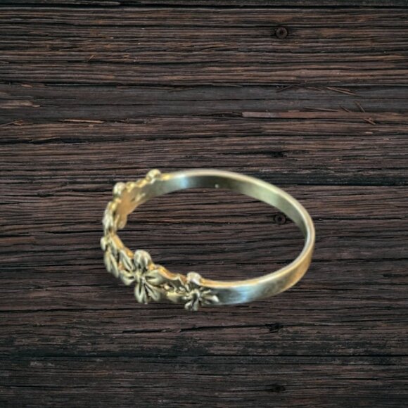 Sterling Silver 925 Daisy Chain Flower Band Ring SZ 9 Stackable - Picture 5 of 8